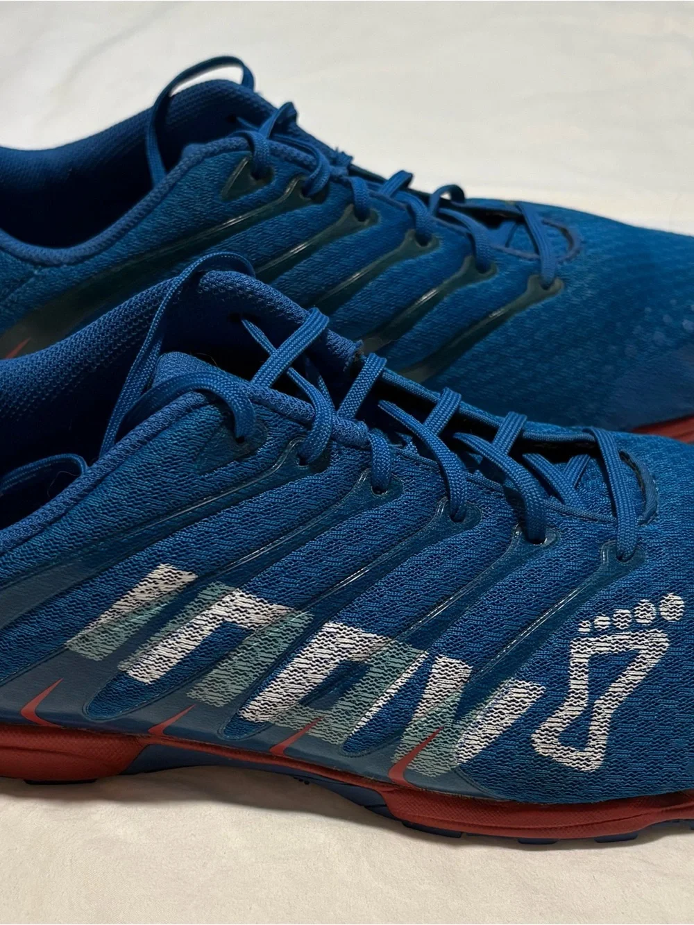 Inov-8 Men's F Lite 195 Deep Blue Athletic Running Shoes with Red Accents